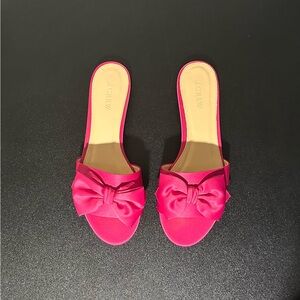J. CREW Pink Satin Bow Slides - Size 9 Women's